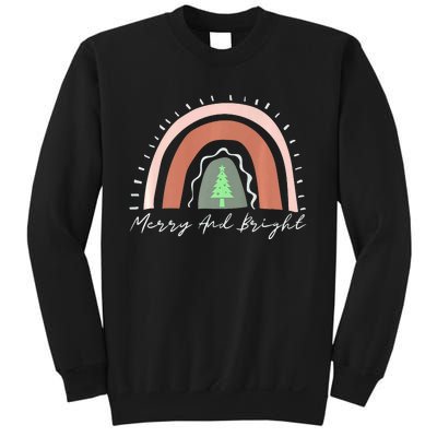 Merry And Bright Christmas Tree Boho Neutral Rainbow Trendy Premium Sweatshirt