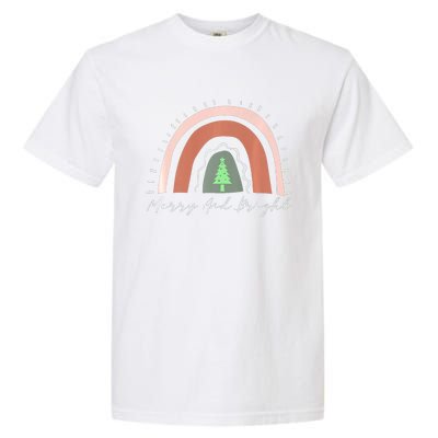 Merry And Bright Christmas Tree Boho Neutral Rainbow Trendy Premium Garment-Dyed Heavyweight T-Shirt