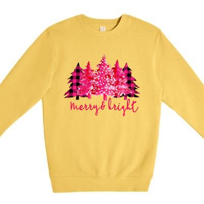 Merry And Bright Christmas Tree Graphic Premium Crewneck Sweatshirt