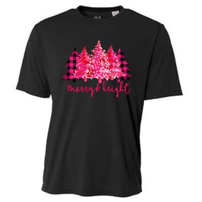 Merry And Bright Christmas Tree Graphic Cooling Performance Crew T-Shirt