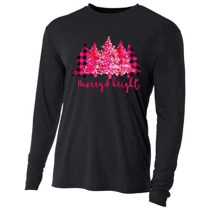 Merry And Bright Christmas Tree Graphic Cooling Performance Long Sleeve Crew