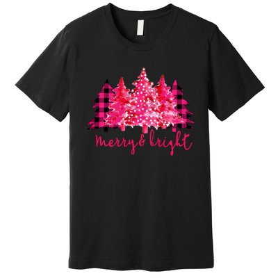 Merry And Bright Christmas Tree Graphic Premium T-Shirt