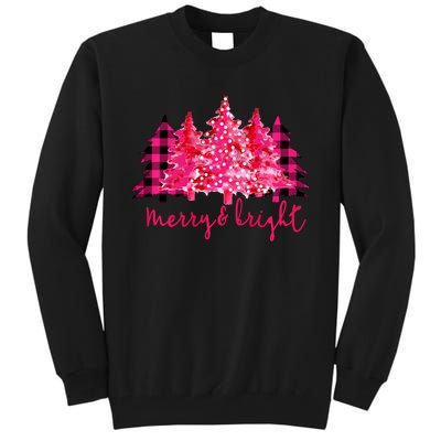 Merry And Bright Christmas Tree Graphic Tall Sweatshirt