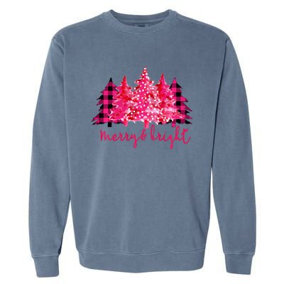 Merry And Bright Christmas Tree Graphic Garment-Dyed Sweatshirt