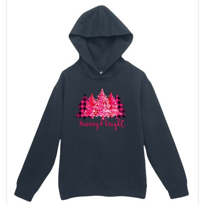 Merry And Bright Christmas Tree Graphic Urban Pullover Hoodie