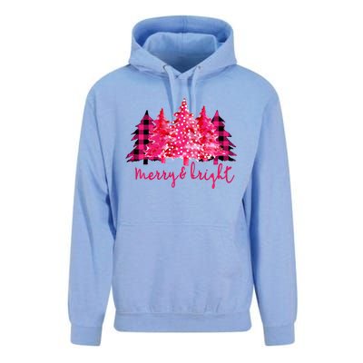 Merry And Bright Christmas Tree Graphic Unisex Surf Hoodie