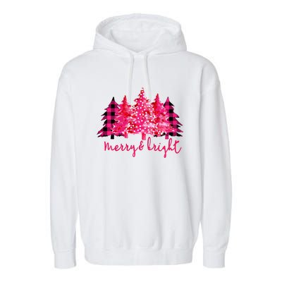 Merry And Bright Christmas Tree Graphic Garment-Dyed Fleece Hoodie