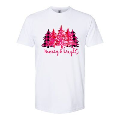 Merry And Bright Christmas Tree Graphic Softstyle® CVC T-Shirt