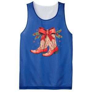 Merry And Bright Cow Boot Christmas Western Cow Gift Mesh Reversible Basketball Jersey Tank