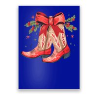 Merry And Bright Cow Boot Christmas Western Cow Gift Poster