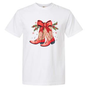 Merry And Bright Cow Boot Christmas Western Cow Gift Garment-Dyed Heavyweight T-Shirt