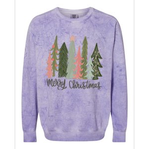 Merry And Bright Christmas Tree Noel Happy Party Christmas Colorblast Crewneck Sweatshirt