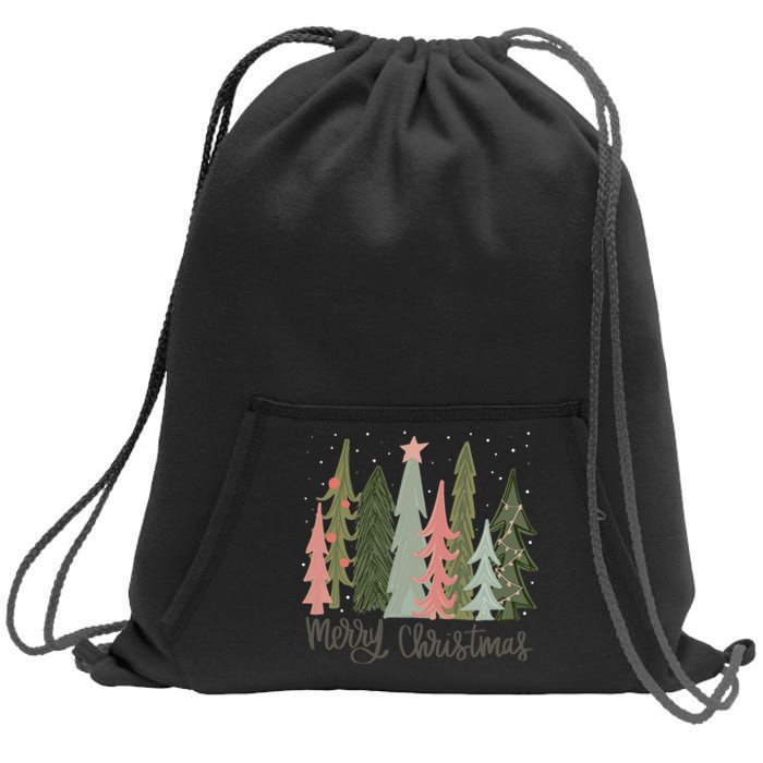 Merry And Bright Christmas Tree Noel Happy Party Christmas Sweatshirt Cinch Pack Bag