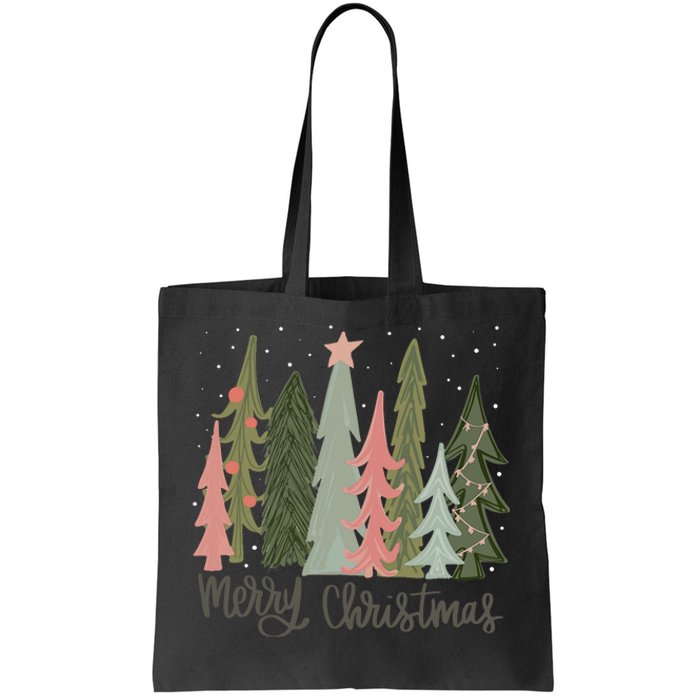 Merry And Bright Christmas Tree Noel Happy Party Christmas Tote Bag