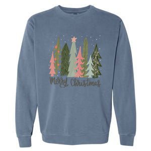 Merry And Bright Christmas Tree Noel Happy Party Christmas Garment-Dyed Sweatshirt