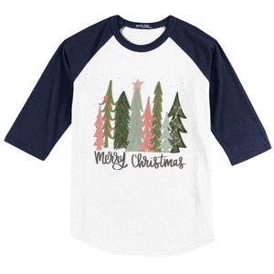 Merry And Bright Christmas Tree Noel Happy Party Christmas Baseball Sleeve Shirt