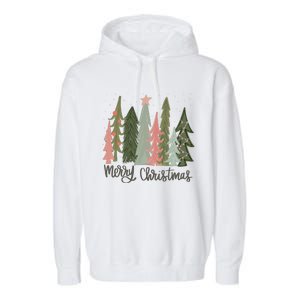 Merry And Bright Christmas Tree Noel Happy Party Christmas Garment-Dyed Fleece Hoodie