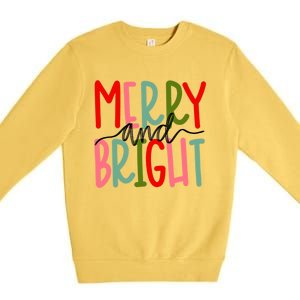 Merry And Bright Christmas Cute Great Gift Premium Crewneck Sweatshirt