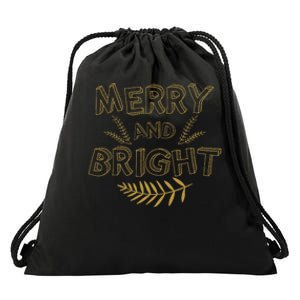 Merry And Bright Christmas Cute Christmas Drawstring Bag