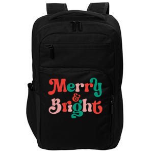 Merry And Bright Christmas Wavy Retro Christmas Xmas Holiday Impact Tech Backpack