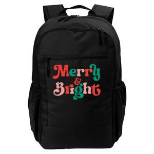 Merry And Bright Christmas Wavy Retro Christmas Xmas Holiday Daily Commute Backpack