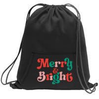 Merry And Bright Christmas Wavy Retro Christmas Xmas Holiday Sweatshirt Cinch Pack Bag