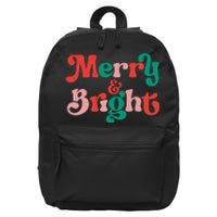 Merry And Bright Christmas Wavy Retro Christmas Xmas Holiday 16 in Basic Backpack