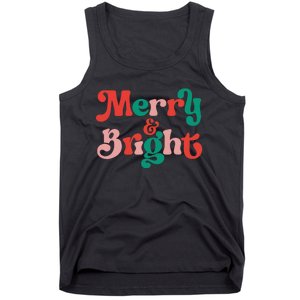 Merry And Bright Christmas Wavy Retro Christmas Xmas Holiday Tank Top