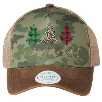 Merry And Bright Christmas With Plaid Animal Pattern Trees Legacy Tie Dye Trucker Hat