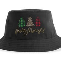 Merry And Bright Christmas With Plaid Animal Pattern Trees Sustainable Bucket Hat