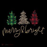 Merry And Bright Christmas With Plaid Animal Pattern Trees Drawstring Bag