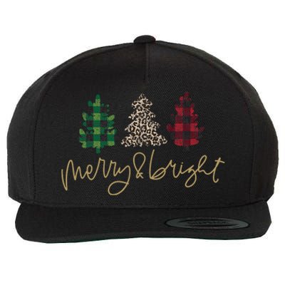 Merry And Bright Christmas With Plaid Animal Pattern Trees Wool Snapback Cap