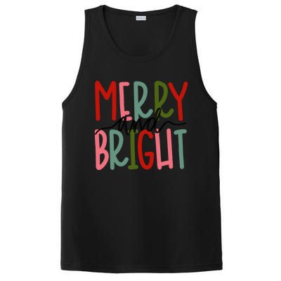 Merry And Bright Christmas Cute Long Sleeve PosiCharge Competitor Tank