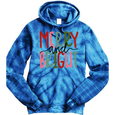 Merry And Bright Christmas Cute Long Sleeve Tie Dye Hoodie