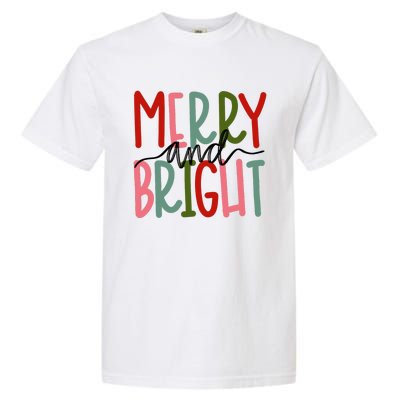 Merry And Bright Christmas Cute Long Sleeve Garment-Dyed Heavyweight T-Shirt