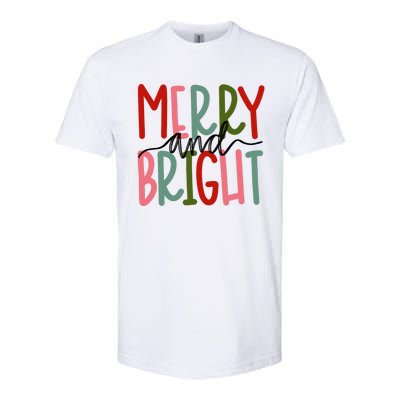 Merry And Bright Christmas Cute Long Sleeve Softstyle CVC T-Shirt