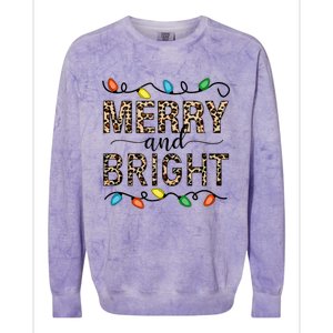 Merry And Bright Christmas Leopard Christmas Lights Tank Top Colorblast Crewneck Sweatshirt