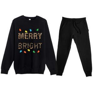 Merry And Bright Christmas Leopard Christmas Lights Tank Top Premium Crewneck Sweatsuit Set