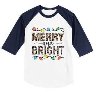 Merry And Bright Christmas Leopard Christmas Lights Tank Top Baseball Sleeve Shirt