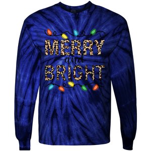 Merry And Bright Christmas Leopard Christmas Lights Tank Top Tie-Dye Long Sleeve Shirt