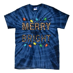 Merry And Bright Christmas Leopard Christmas Lights Tank Top Tie-Dye T-Shirt