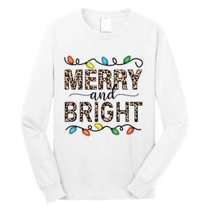 Merry And Bright Christmas Leopard Christmas Lights Tank Top Long Sleeve Shirt