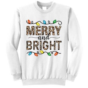 Merry And Bright Christmas Leopard Christmas Lights Tank Top Sweatshirt