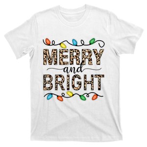 Merry And Bright Christmas Leopard Christmas Lights Tank Top T-Shirt