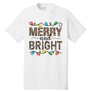 Merry And Bright Christmas Leopard Christmas Lights Tank Top Tall T-Shirt