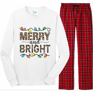 Merry And Bright Christmas Leopard Christmas Lights Tank Top Long Sleeve Pajama Set