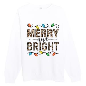 Merry And Bright Christmas Leopard Christmas Lights Tank Top Premium Crewneck Sweatshirt