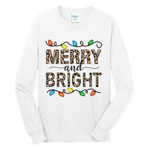 Merry And Bright Christmas Leopard Christmas Lights Tank Top Tall Long Sleeve T-Shirt