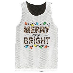 Merry And Bright Christmas Leopard Christmas Lights Tank Top Mesh Reversible Basketball Jersey Tank