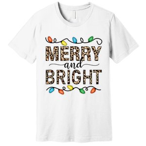 Merry And Bright Christmas Leopard Christmas Lights Tank Top Premium T-Shirt